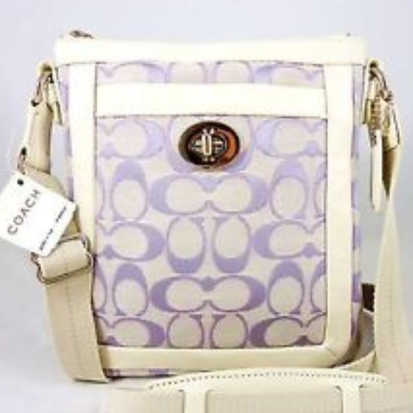 Coach Purple Sateen Leather Crossbody Swingpack - Picture 2 of 7